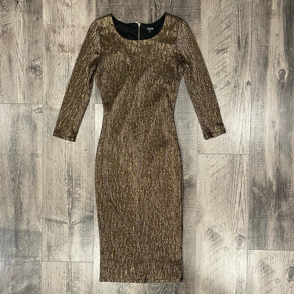XOXO Stunning Bodycon Gold Dress size S